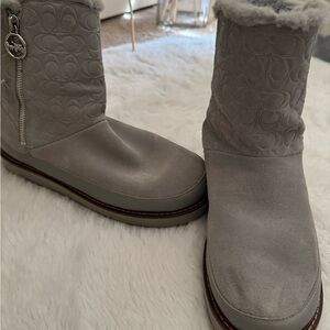 Coach Women's Gray Suede Boots